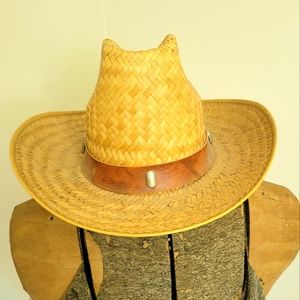 Vintage 70's Woven Straw Cowboy Hat